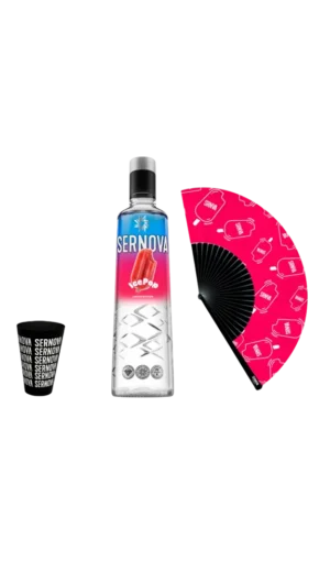 COMBO VODKA SERNOVA 700ML ICE POP + VASO + ABANICO