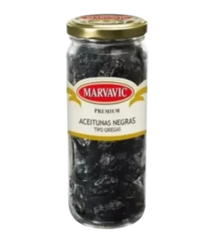ACEITUNAS NEGRAS GRIEGAS MARVAVIC FRASCO 330CC