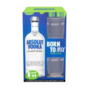 ESTUCHE ABSOLUT INCLUYE 2 VASOS + 4 REDBULL REGULAR 250ML (CARGAR BOTELLA)